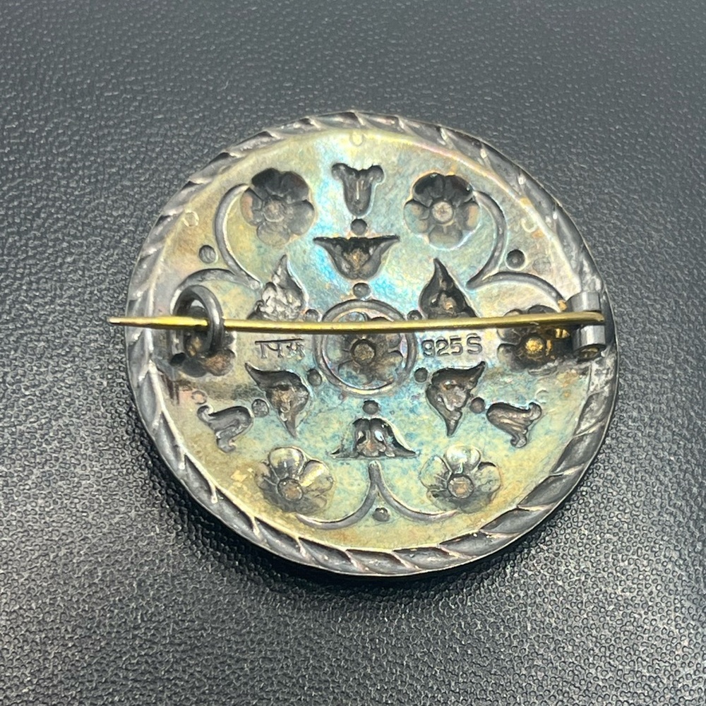 Andresen & Scheinpflug Norway vintage Sterling Silver Black Enamel Brooch pin - Picture 9 of 16